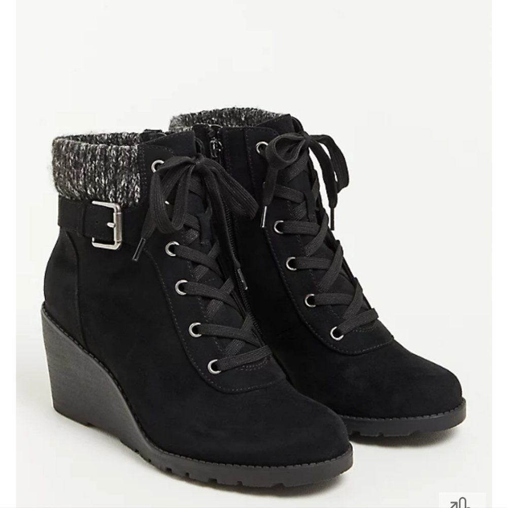 WEDGE BOOTIE - FAUX SUEDE BLACK (WW)